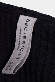 Bec + Bridge Black High Neck Long Sleeve Ribbed Knit Dress