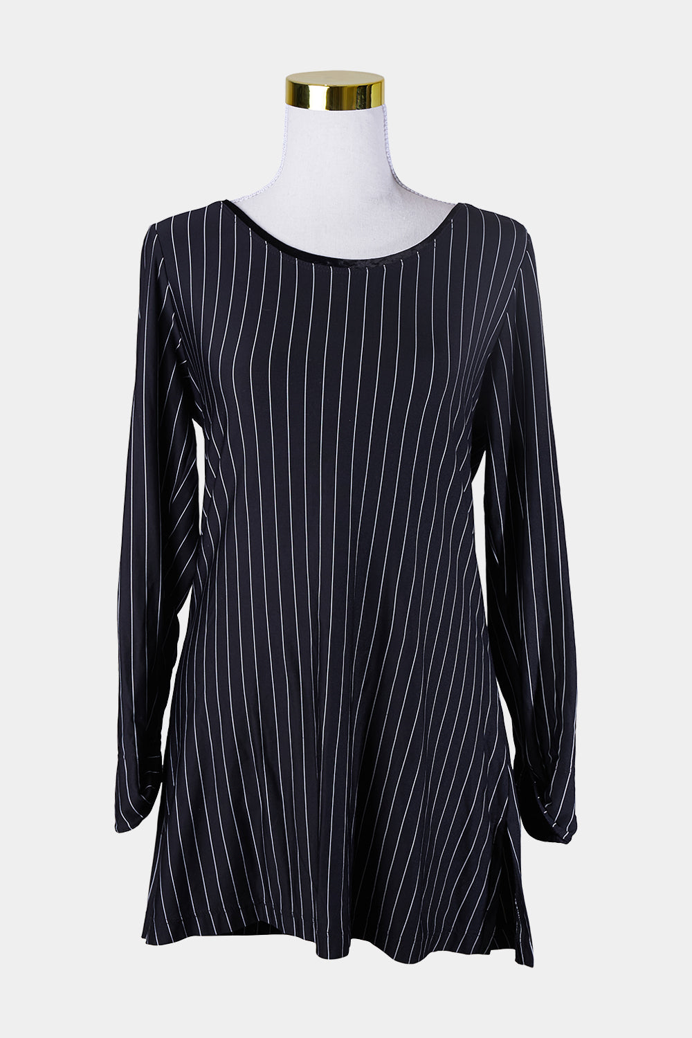 Mariah Lauvel And Luu Black Pinstripe Long Sleeve Dress