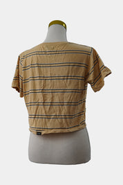 THRILLS Yellow, Black, White Cropped Embroidered T-Shirt