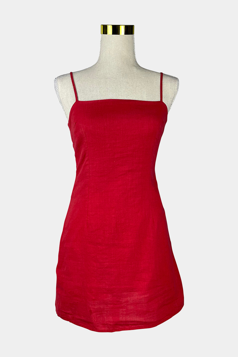 Perfect Stranger Red Linen Tie Dress