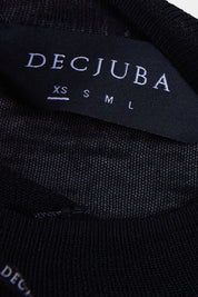 DECJUBA Black Sheer Gathered Sleeve Detail Long Sleeve Top