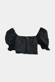 Divided H&m Black Crop Bustier Puff Sleeves