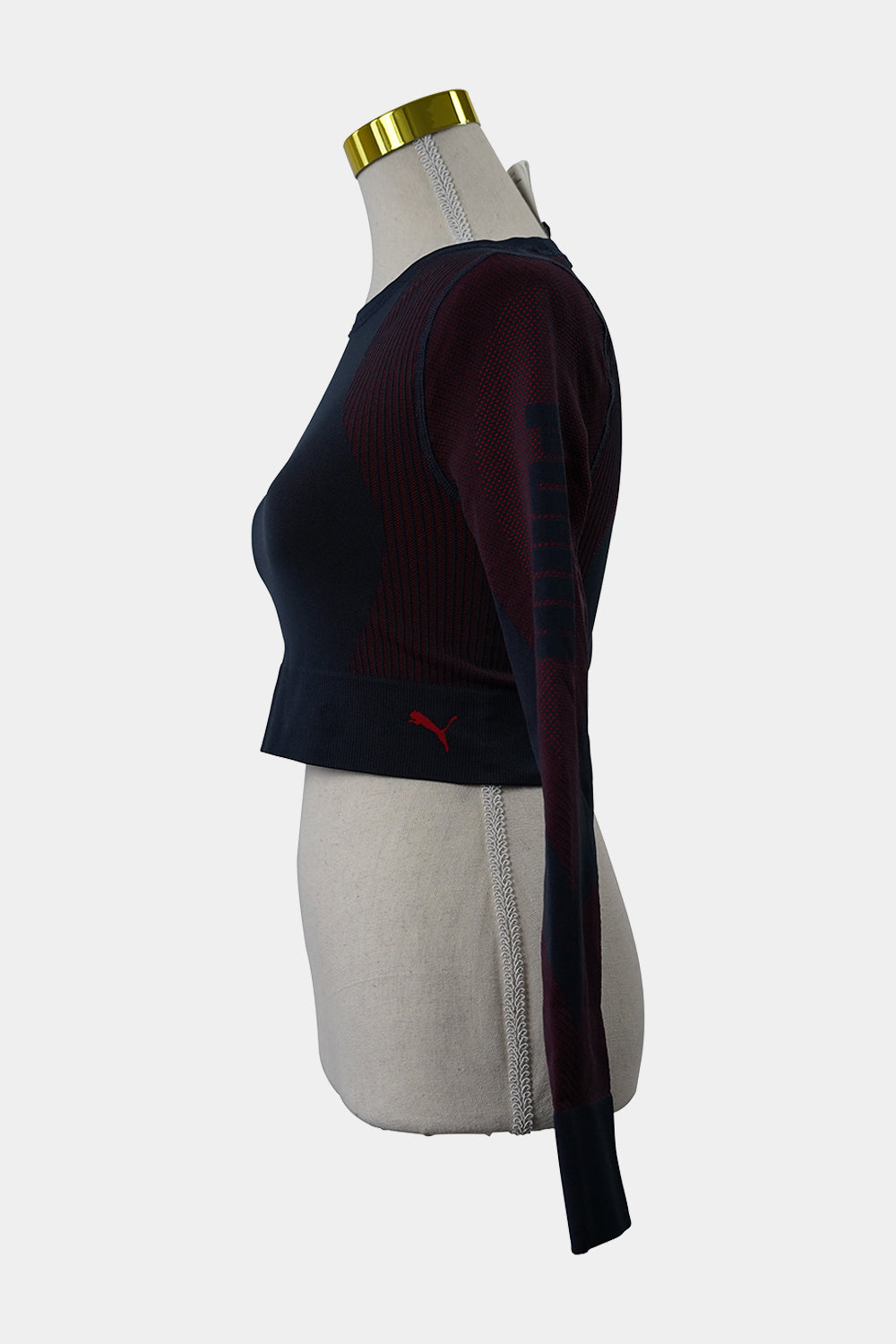 PUMA Navy, Red Tight Crop Long Sleeve Running Top