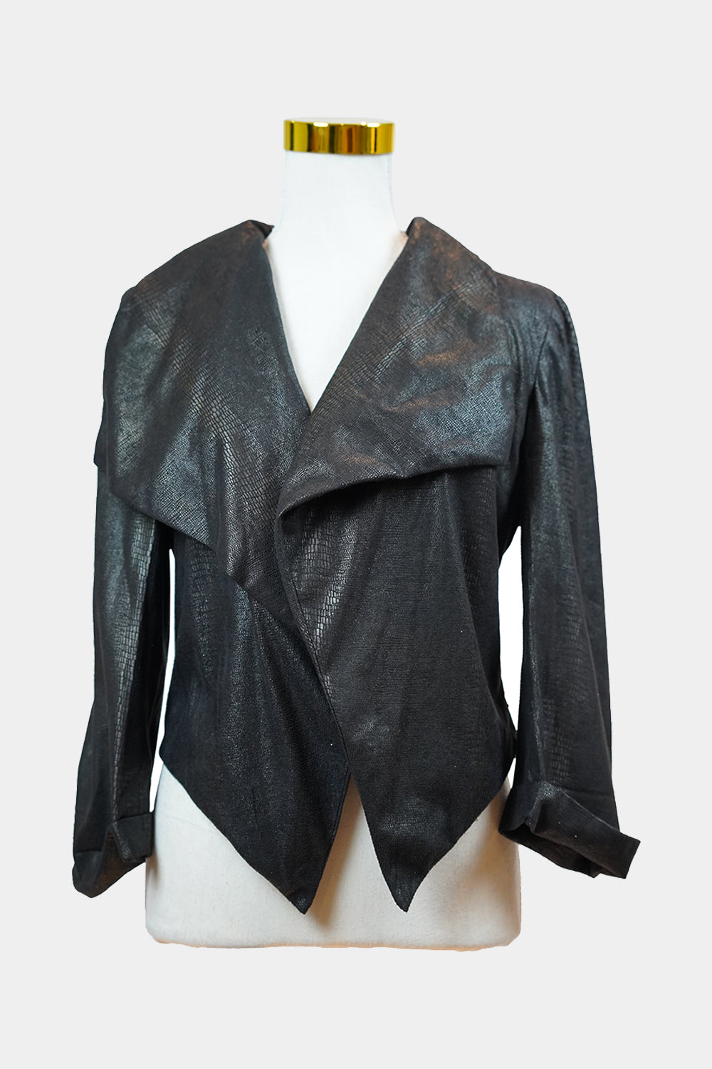 STRIKING Black Cropped Jacket with Lace Back