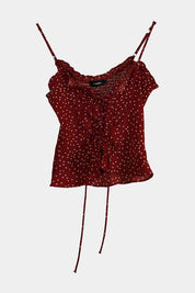 Miss Valley Red Polka Dot Tie Up Frill Cami