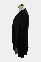 SAGA Black Sheer Button Down Blouse