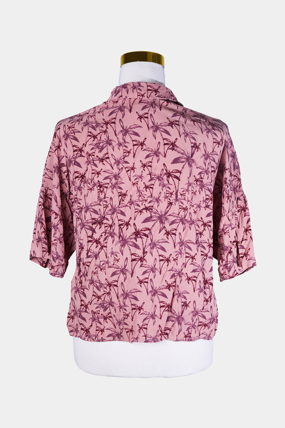 Pull And Bear Pink, Burgundy Print Button Up Shirt