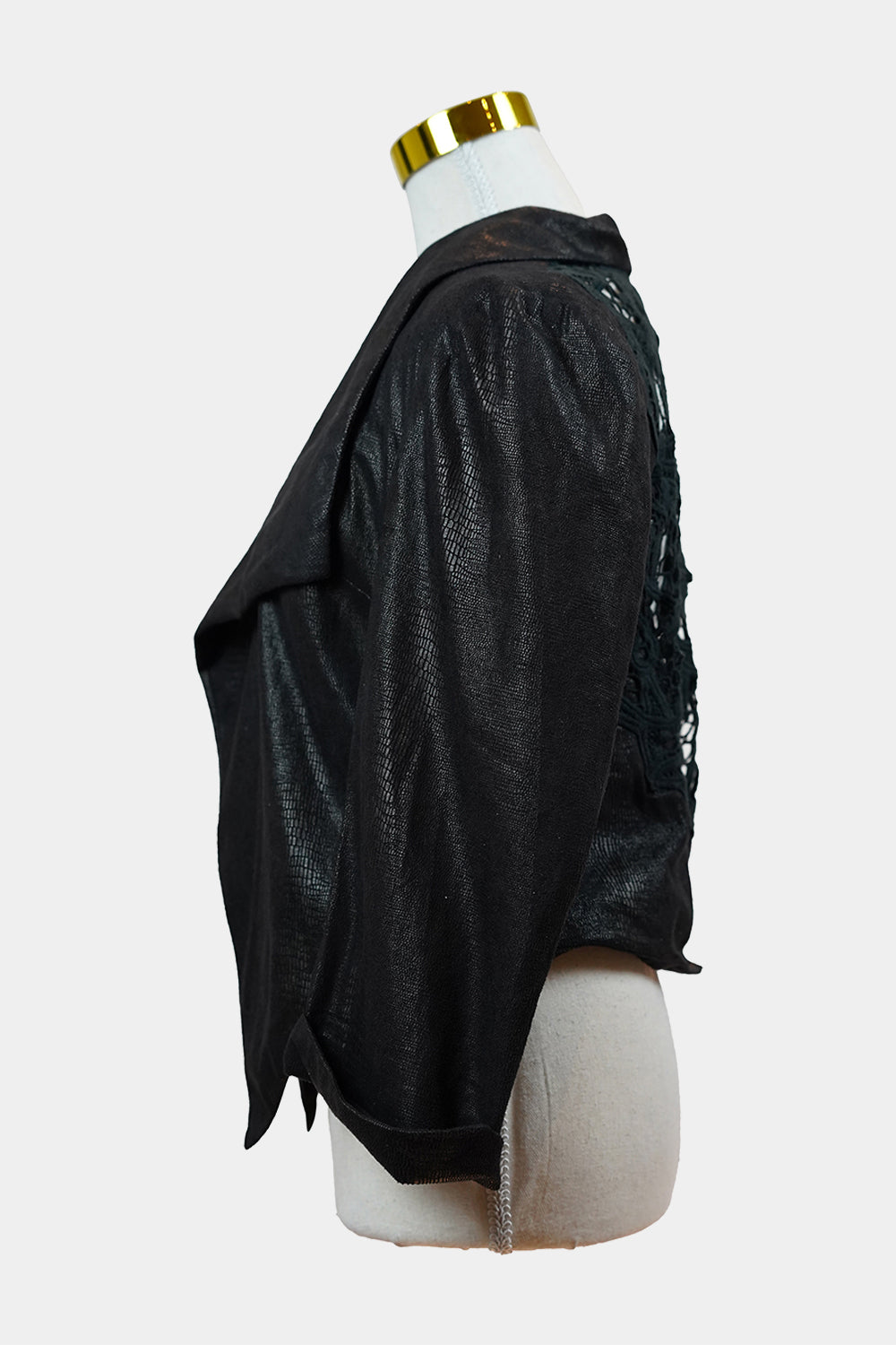 STRIKING Black Cropped Jacket with Lace Back
