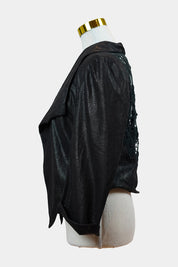 STRIKING Black Cropped Jacket with Lace Back