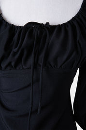 White Fox Black Long Sleeve Dress