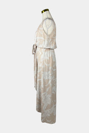 INTO White, Beige Tie Maxi Dress