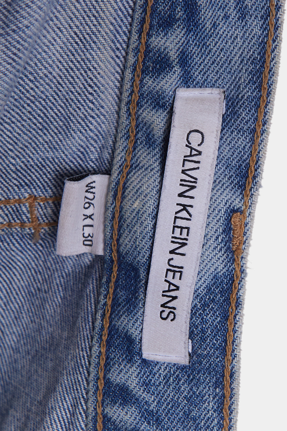 Calvin Klein Blue Acid Wash High Rise Straight Leg Jeans