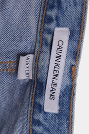 Calvin Klein Blue Acid Wash High Rise Straight Leg Jeans