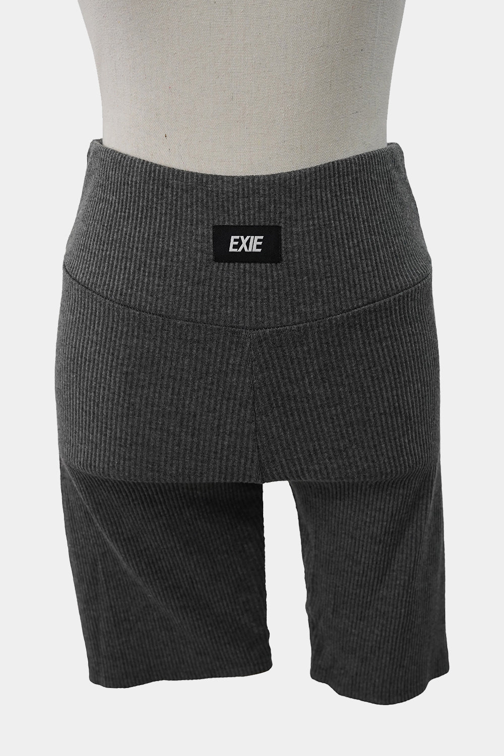 EXIE Grey Ribbed Bike Shorts