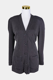 Jen Khan Black, White Pattern Stretch Button Up Dress