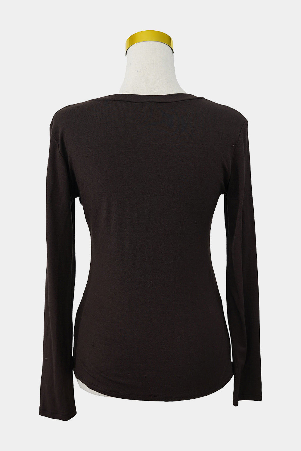STRIP Brown V-Neck Long Sleeve Top