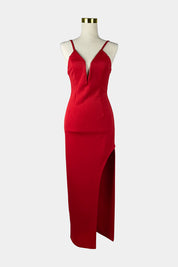 SHAREEN Red Bodycon Evening Dress