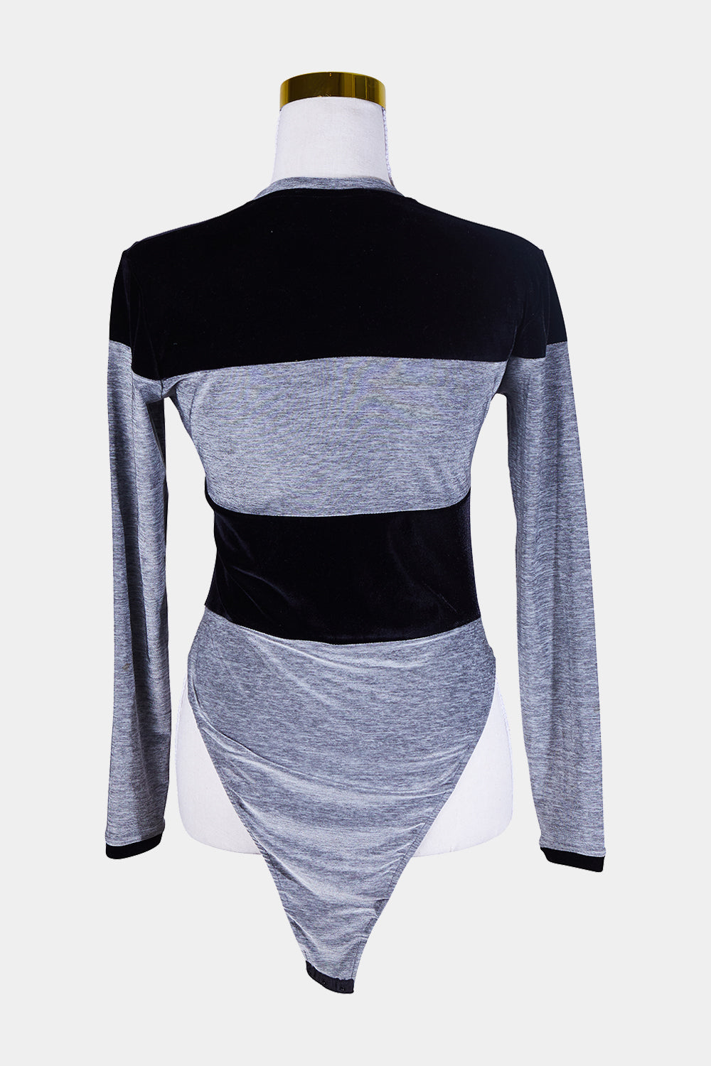 LILYBAB Grey Marle and Black Velvet Bodysuit
