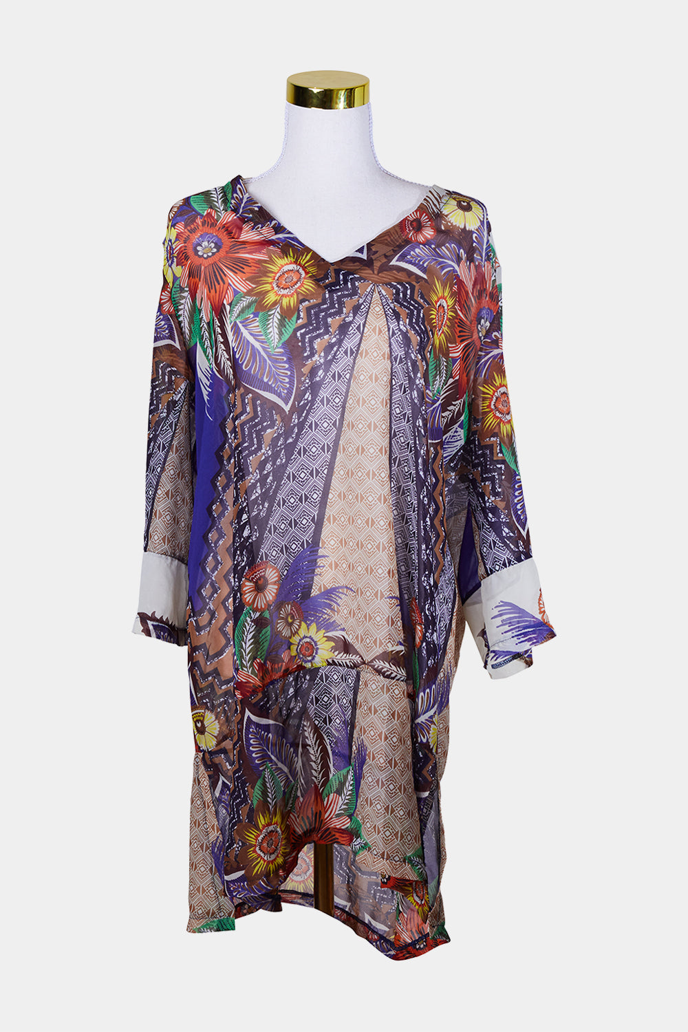 La Fee Maraboutee Multi-Patterned Long Sleeve Sheer Dress