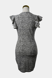 Pretty Little Thing White, Black Leopard Fitted Mini Dress