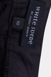 White Suede By Jacqui Demkiw Black Satin Shorts