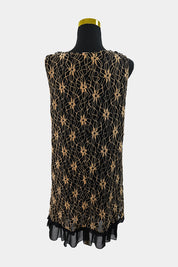 Caroline Morgan Black Floral Lace, Beaded Mini Dress