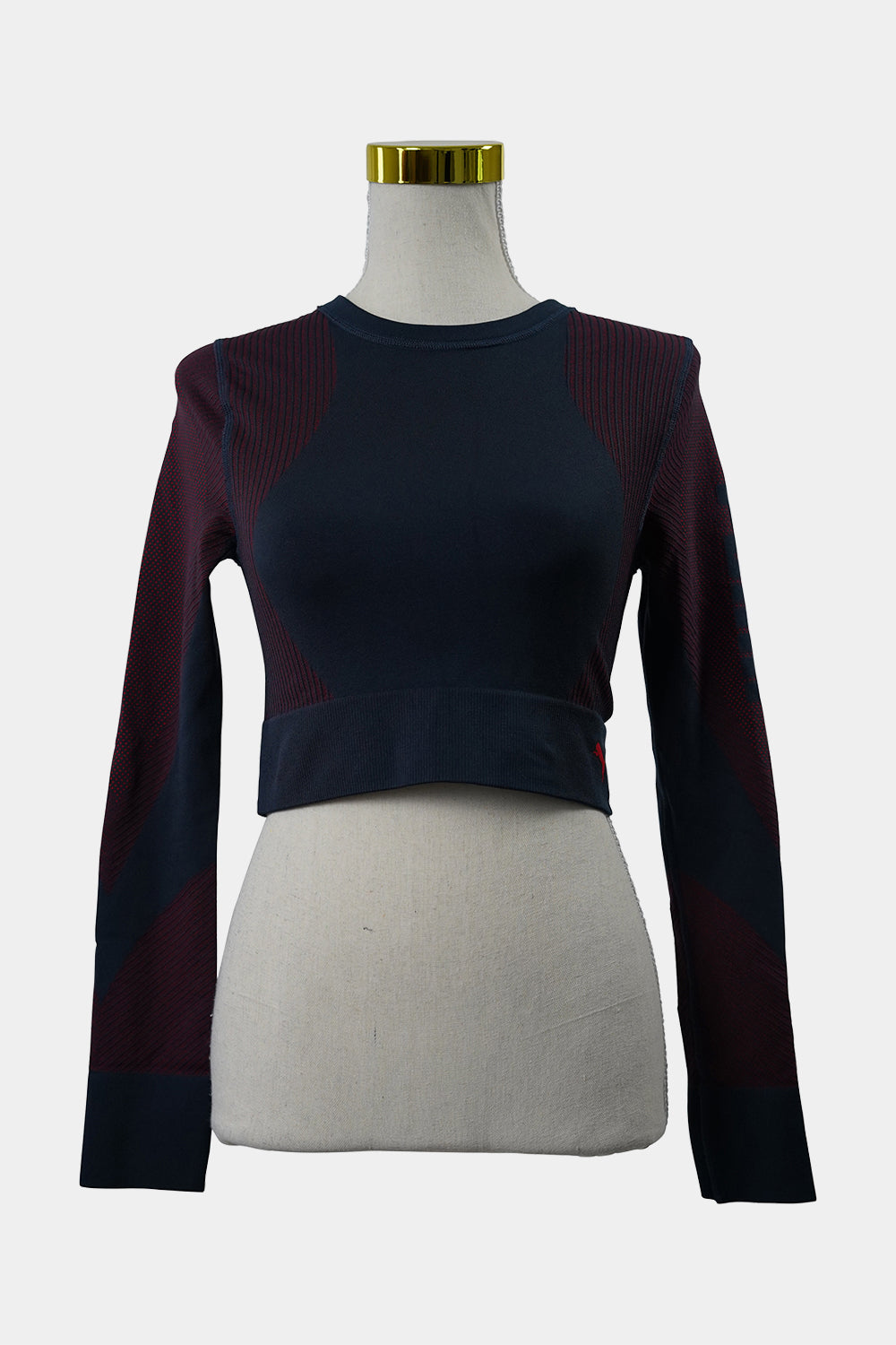 PUMA Navy, Red Tight Crop Long Sleeve Running Top