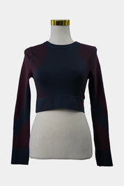 PUMA Navy, Red Tight Crop Long Sleeve Running Top
