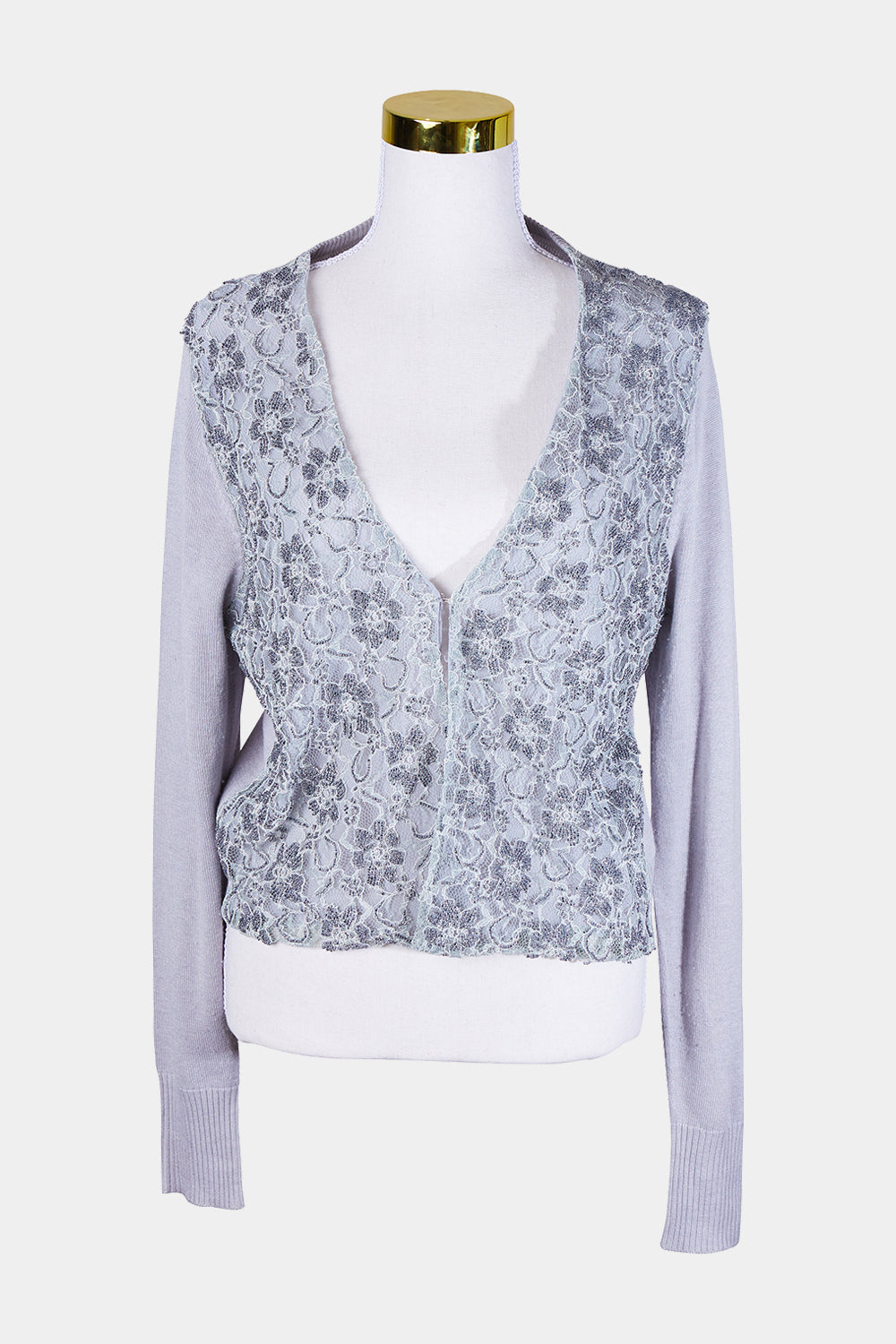 RJC Grey Beaded Lace Trim Grey Cardigan
