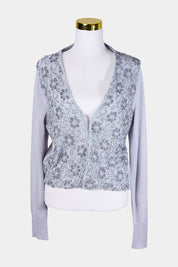 RJC Grey Beaded Lace Trim Grey Cardigan