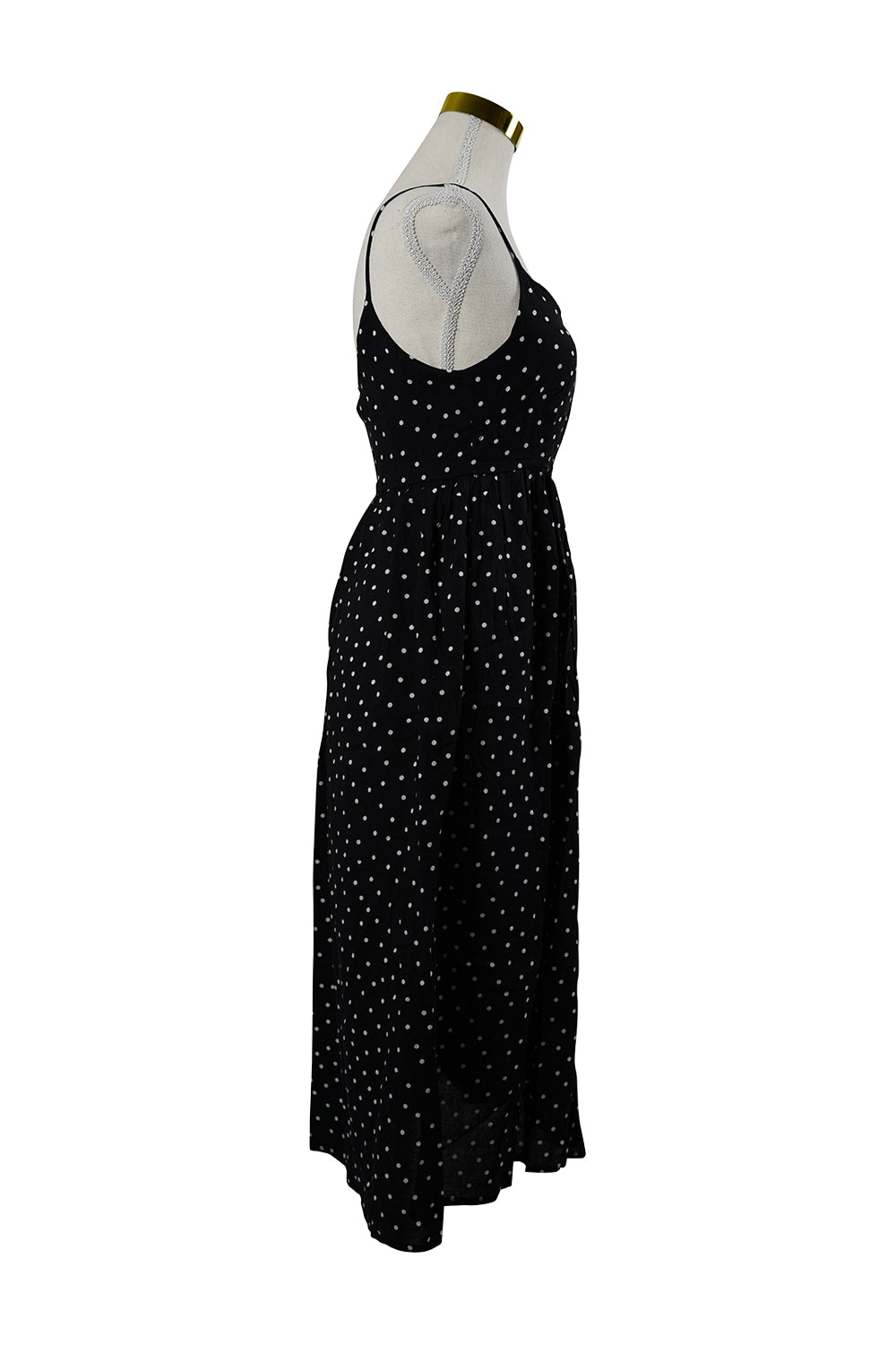 Atmos & Here Black, White Polka Dot Midi Dress