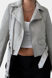ZARA Grey Suede Biker Jacket
