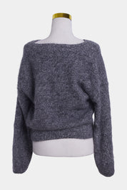 ECOLOGY Grey V Neck Fluffy Sweater