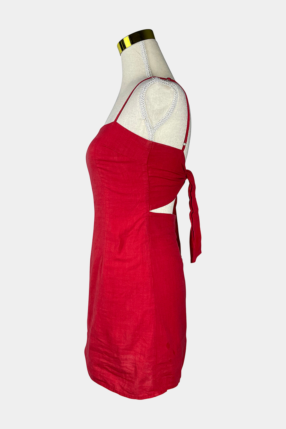 Perfect Stranger Red Linen Tie Dress