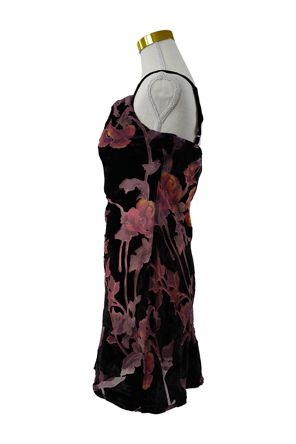 GLASSONS Black Velvet Floral Mini Dress