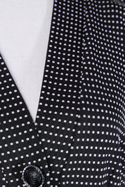Jen Khan Black, White Pattern Stretch Button Up Dress
