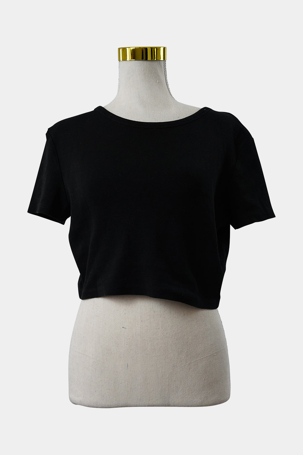 ZARA Black Cropped Crew Tee
