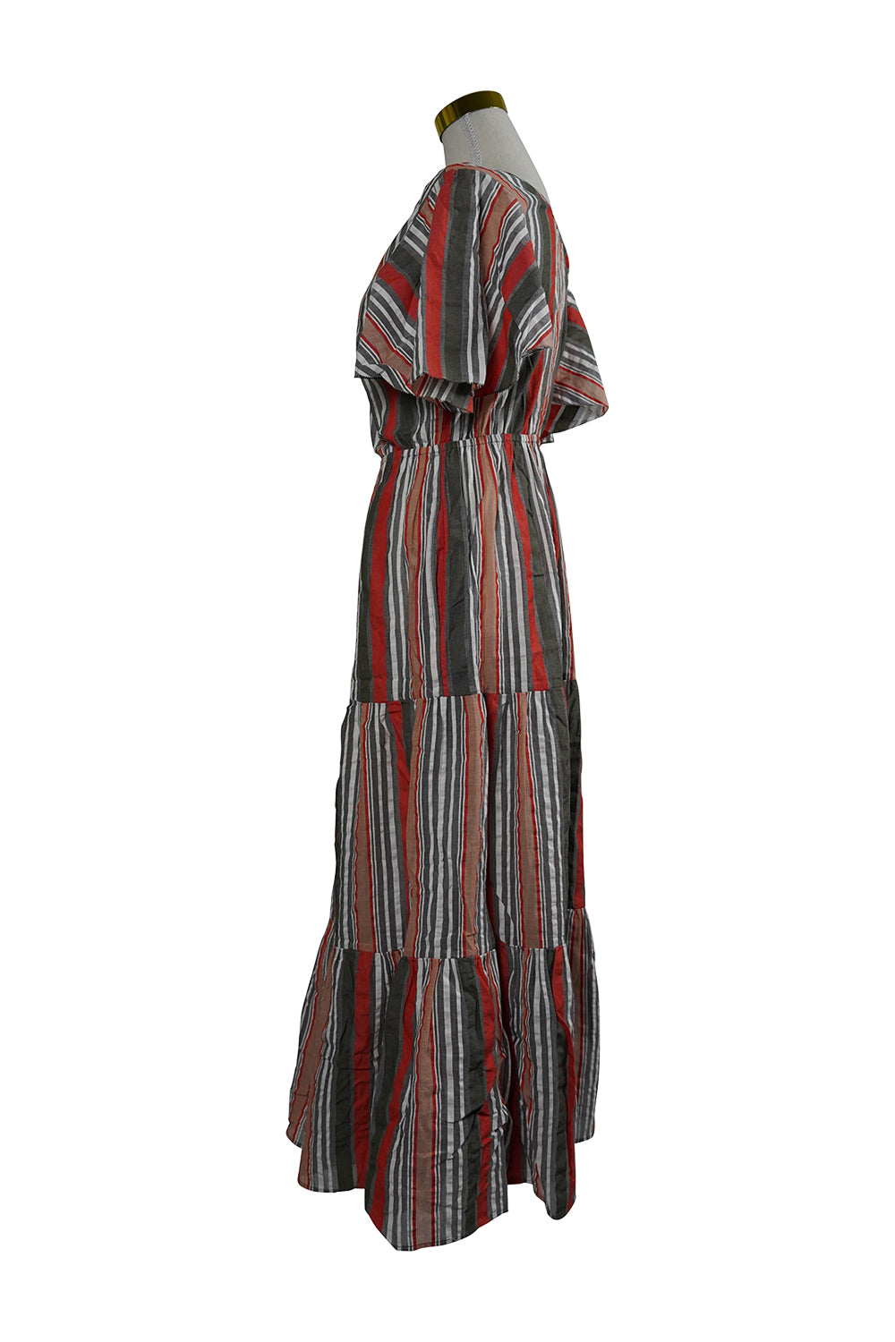 Country Road Orange, Grey, White Striped Maxi Dress