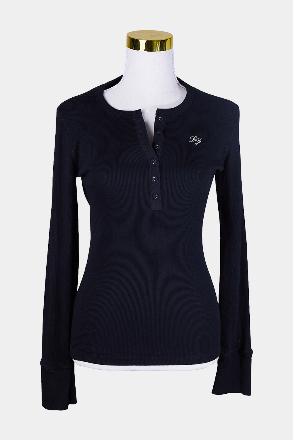 Lorna Jane Black Ribbed Long Sleeve Stretchy Top