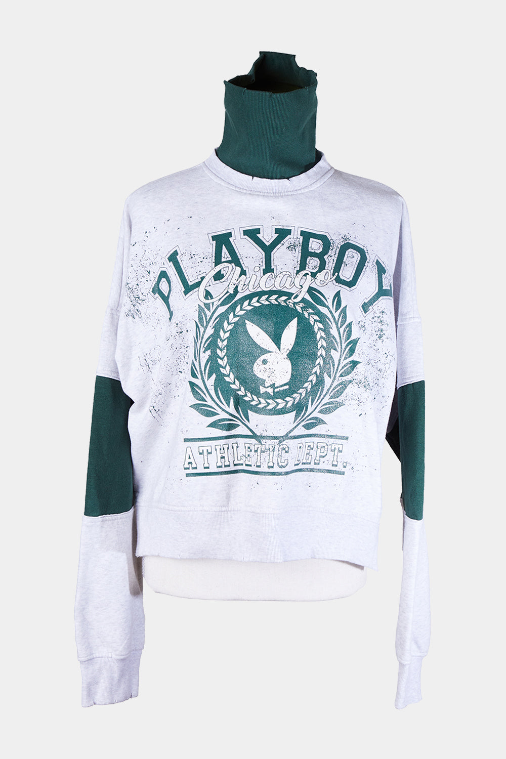 Playboy And Missguided Green, Grey Print High Neck Sweat