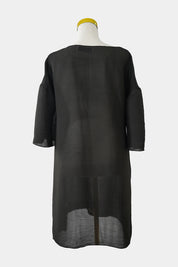 Roubi B Designs Black Sheer Smock Midi Dress