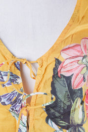 Sara Fox Yellow Pattern Tie Top