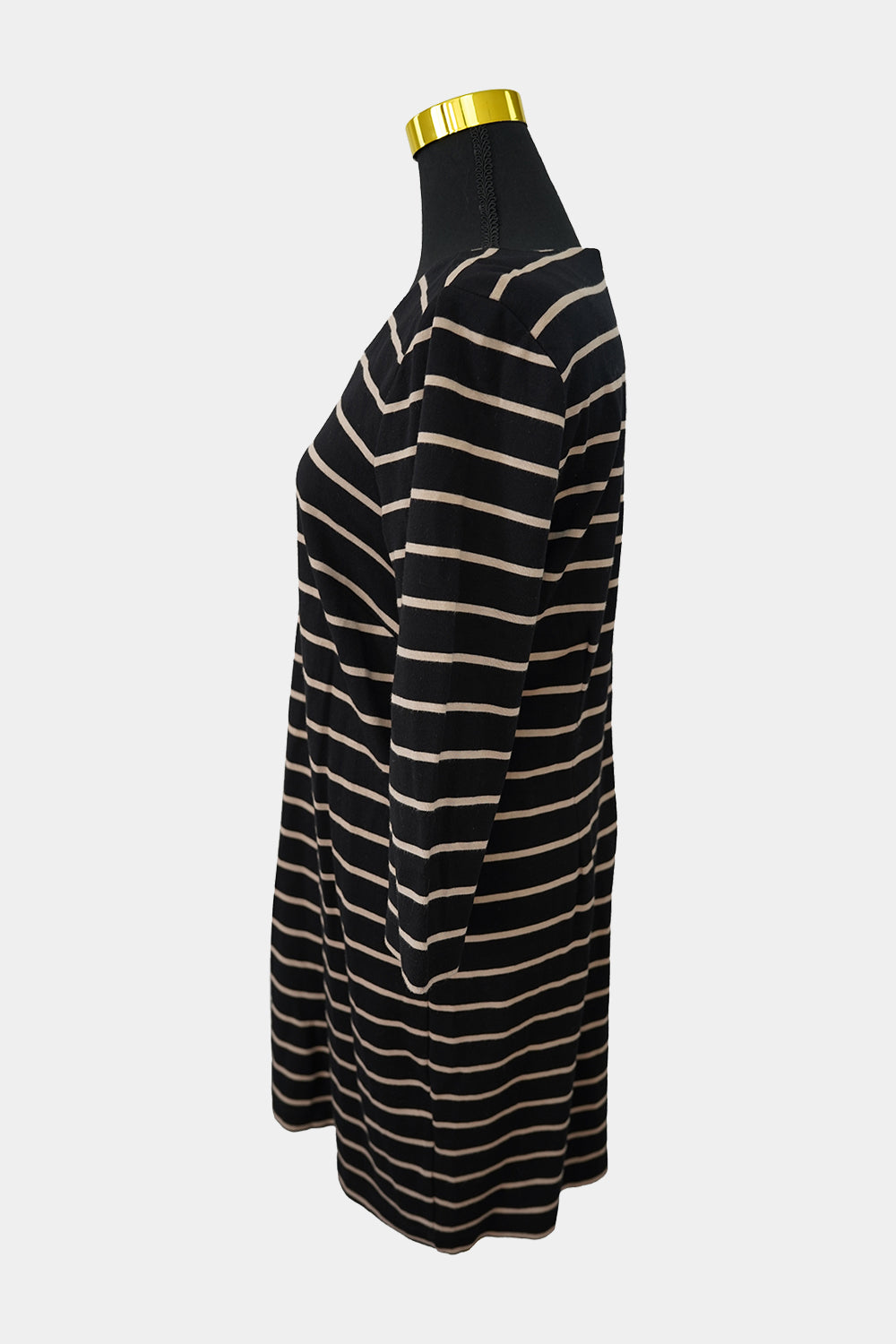 JACQUIE Black, Brown Striped Shift Dress