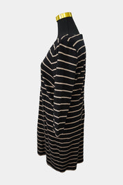 JACQUIE Black, Brown Striped Shift Dress