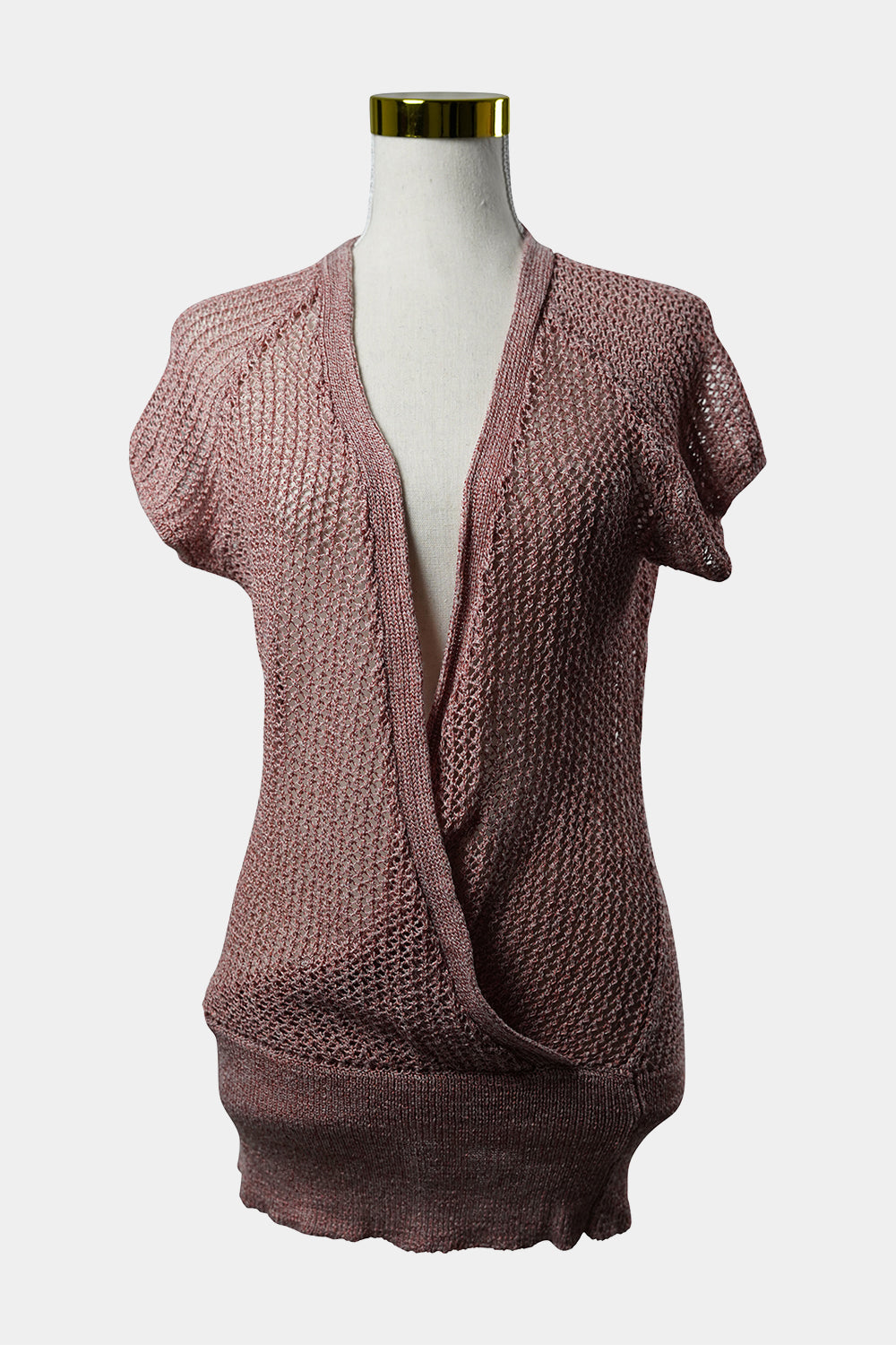 WITCHERY Pink Crochet Deep V Neck Top