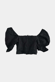 Divided H&m Black Crop Bustier Puff Sleeves