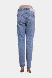 Calvin Klein Blue Acid Wash High Rise Straight Leg Jeans