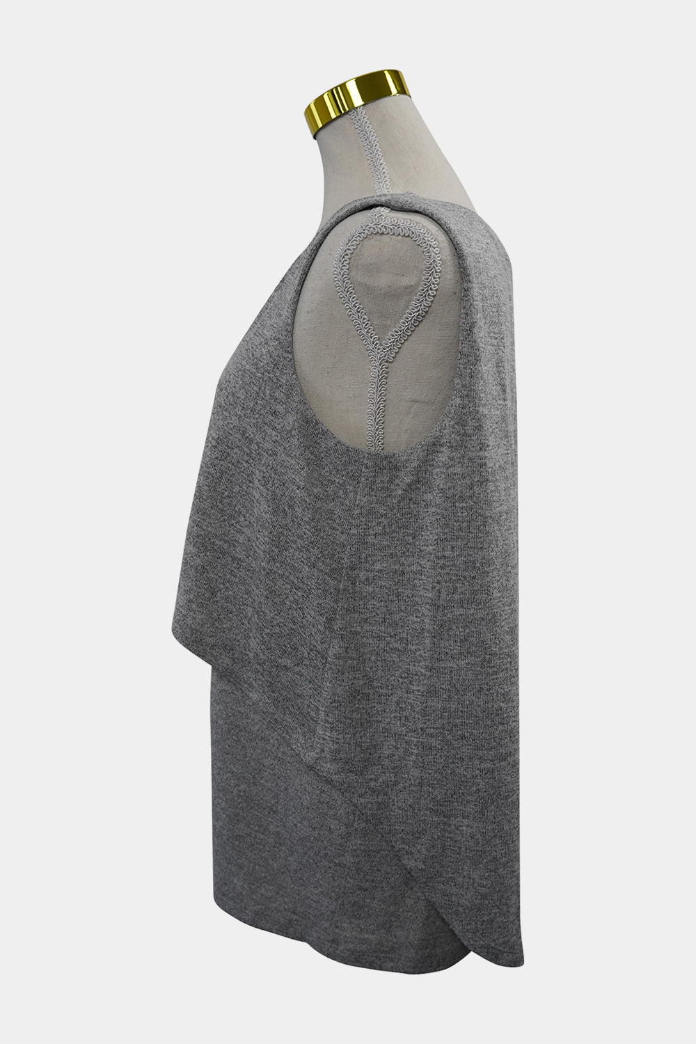 DECJUBA Grey Sleeveless Frill Top