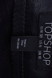 Topshop Black Leather Zip Detail Mini Skirt