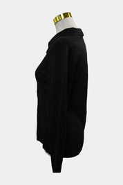 Axara Paris Black Semi Sheer Buttoned-Down Shirt